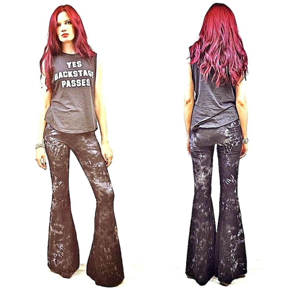 LONG LENGTH Tie Dye Bell Bottoms - High Waisted Tie Dyed Bells Boho Fes…